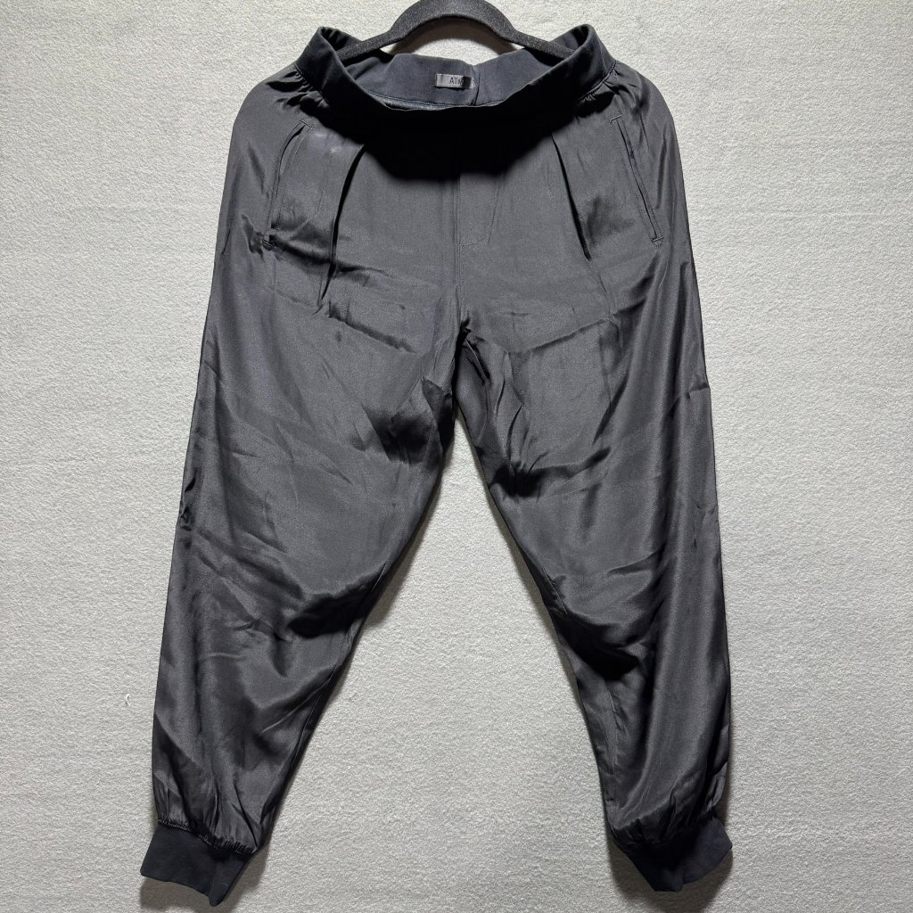 Atm Anthony Thomas Melillo Black 100% Silk Pull-On Jogger Pants Size Xs Nwot